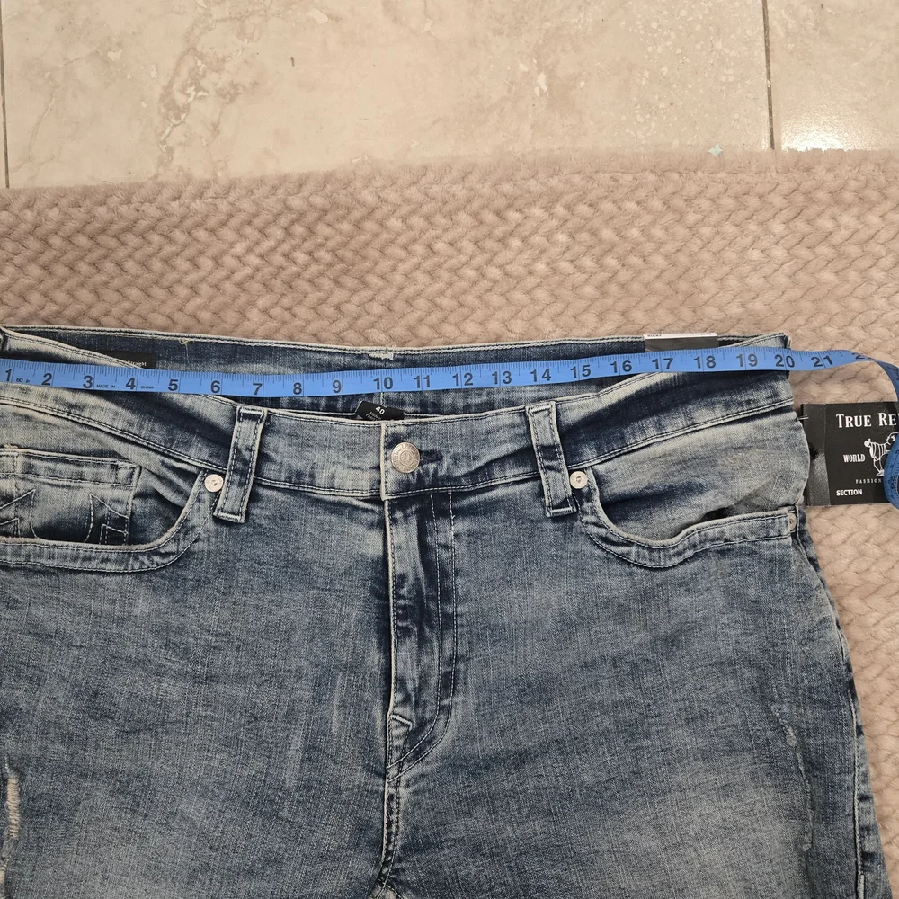 True Religion Ricky Relaxed Straight W40 Jeans Denim Blue Distressed